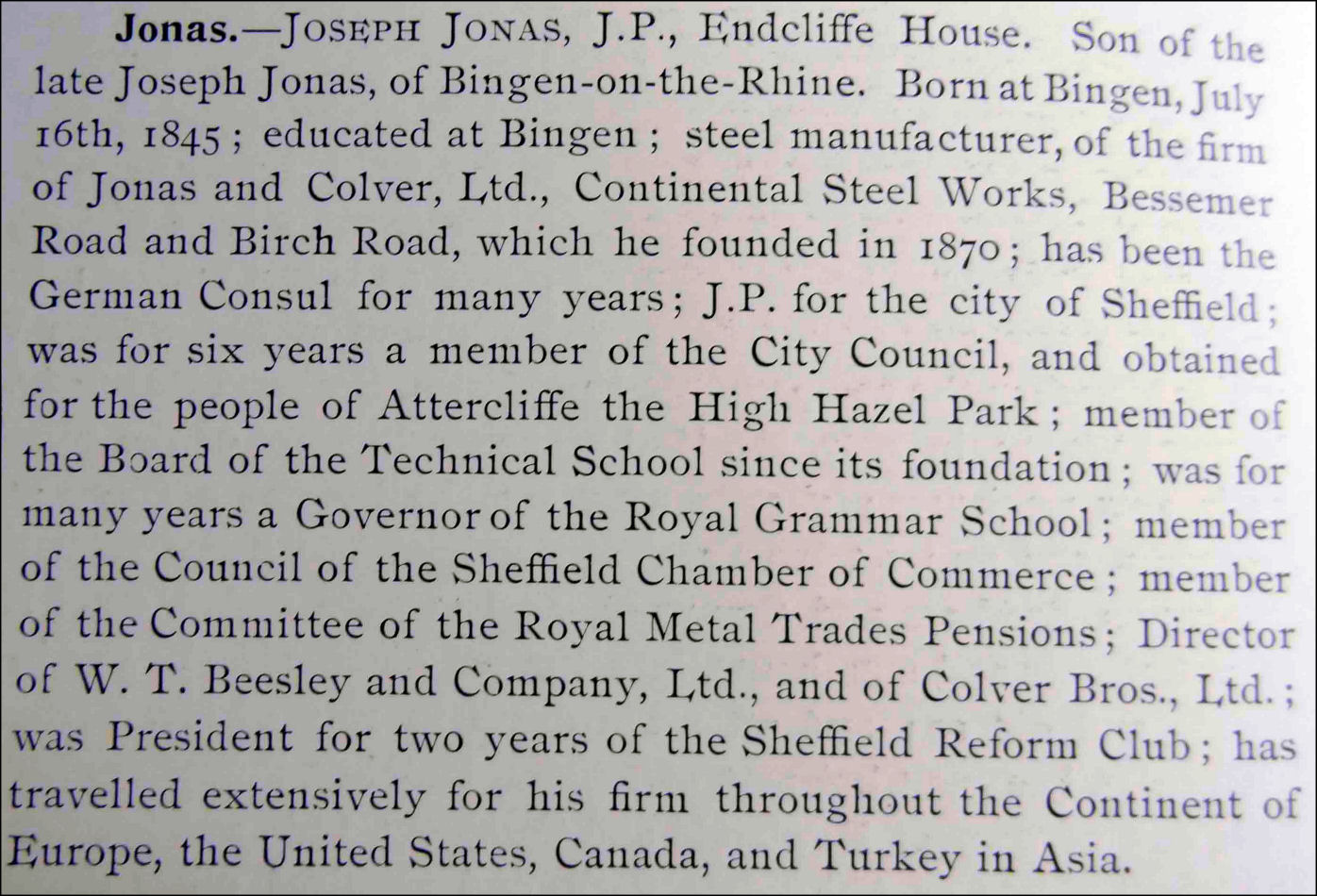 Joseph Jonas (18451921) Was a former Lord Mayor of Sheffield, a traitor?