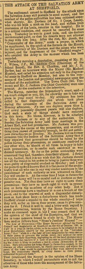 THE SALVATION ARMY RIOTS SHEFFIELD 1882